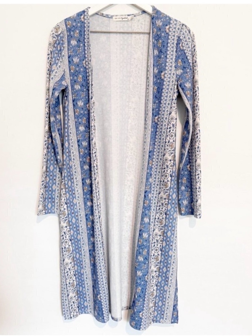 Cardigan Duster Size XS Mixed Print Stripe‎ Longline Open Boho Forest Fairy Fall